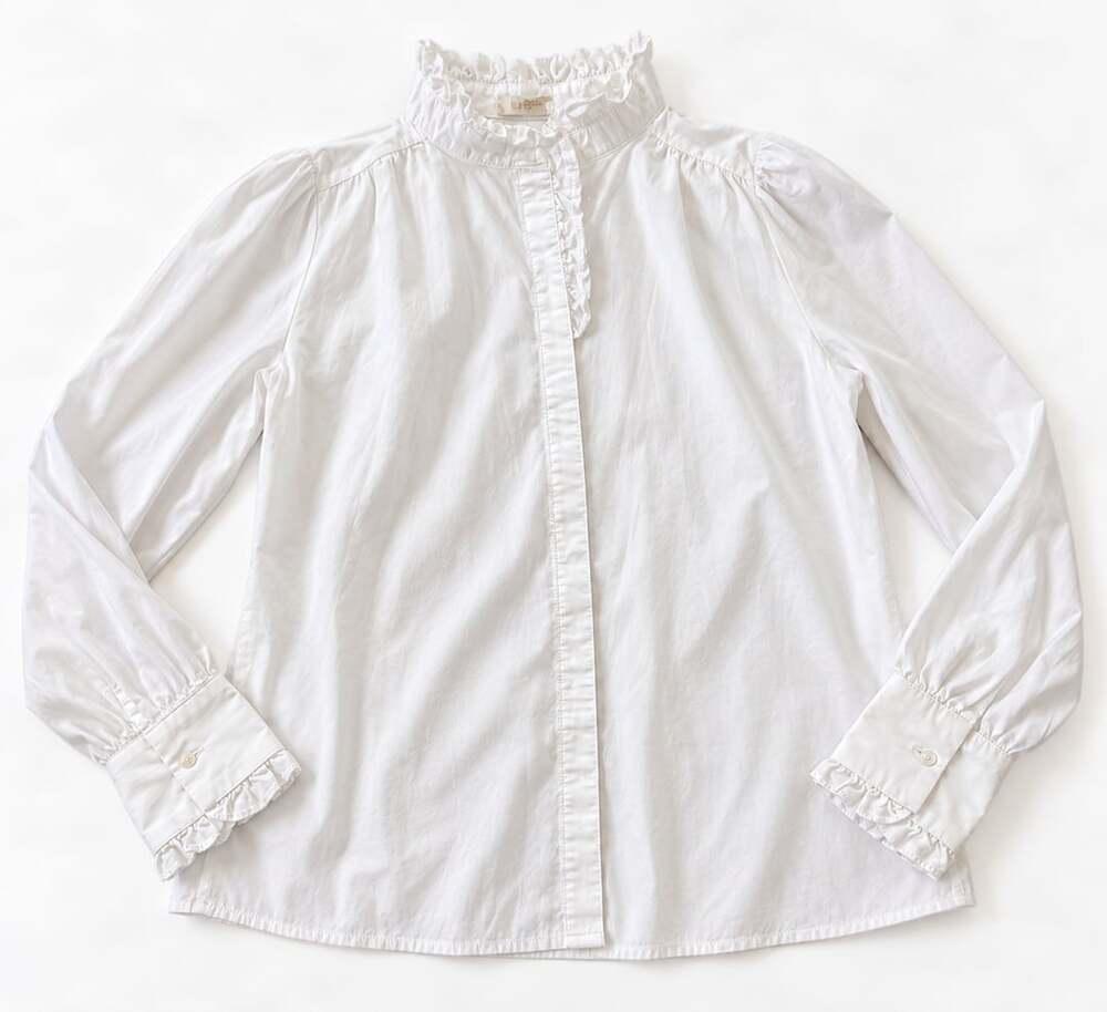 Mazik Ruffle Mock Neck Blouse Size S White Long Sleeve (m1)